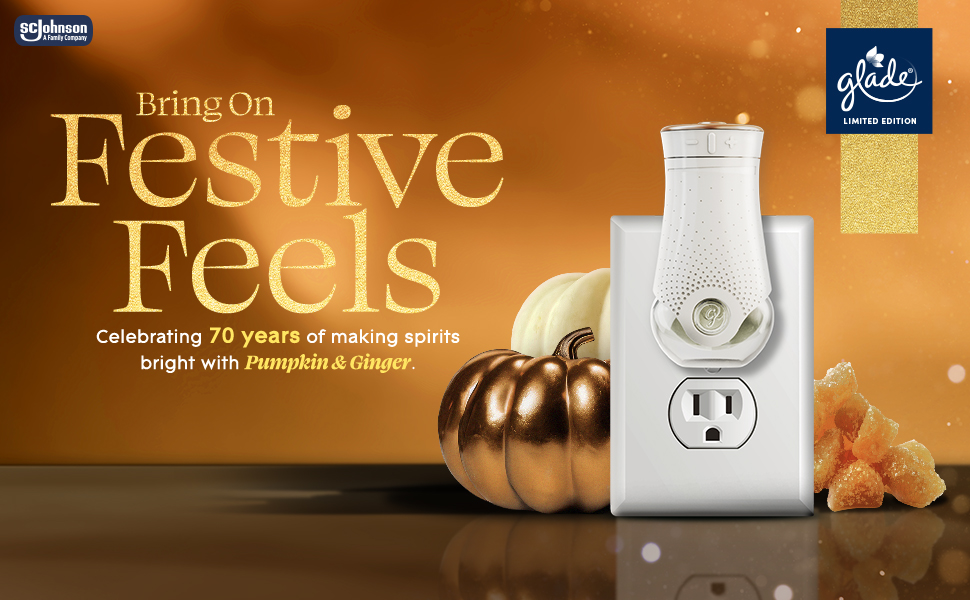 Glade PlugIns Refills Air Freshener Starter Kit, Pumpkin & Ginger, Essential Oils for Home 