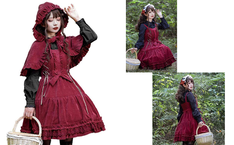 Amazon.co.jp: 赤ずきん ハロウィン ワンピース ブラウス セット