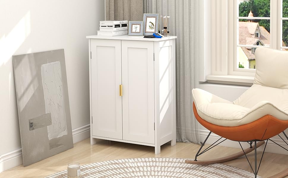 storage cabinet with doors and shelves