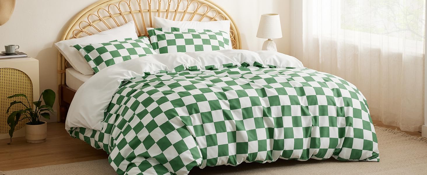 Shale Green Plaid Duvet Cover Set