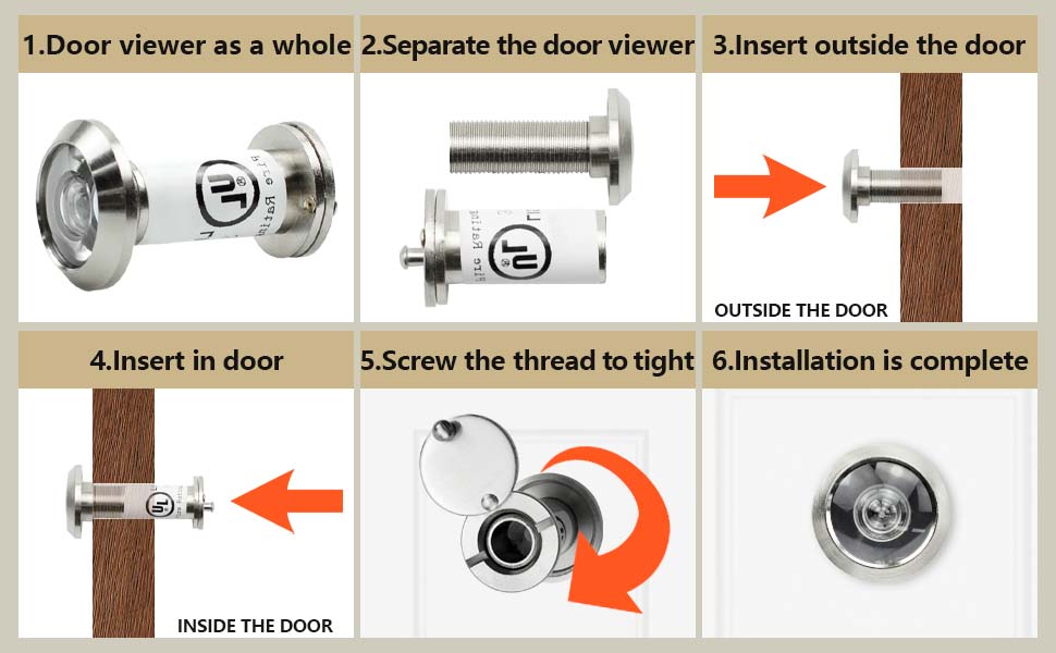Bwintech 1 Pcs UL Listed Fire Proof Door Viewer,Solid Brass 200 Degree