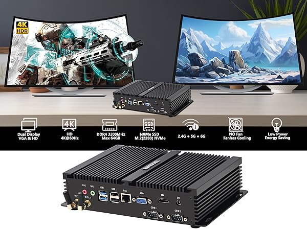 Amazon.com: KINGDEL Fanless Desktop PC, i7 12th Gen. 10