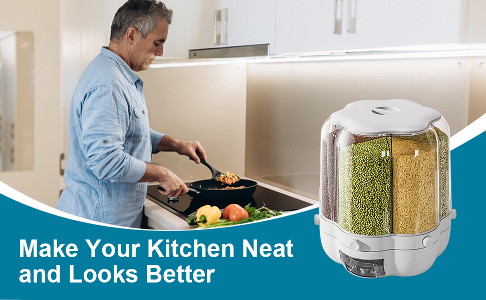 AHOUGER Cereal Dispenser Lentil Dispenser, Rotating Grain