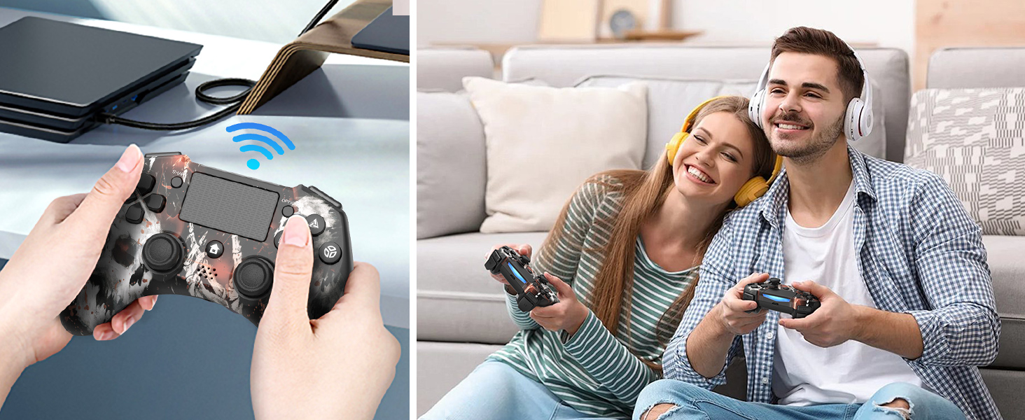 SHINXIN PS4 Controller 2 Pack for PS4/Slim/Pro/PC with Dual Vibration/3.5mm Audio/Type-C Port