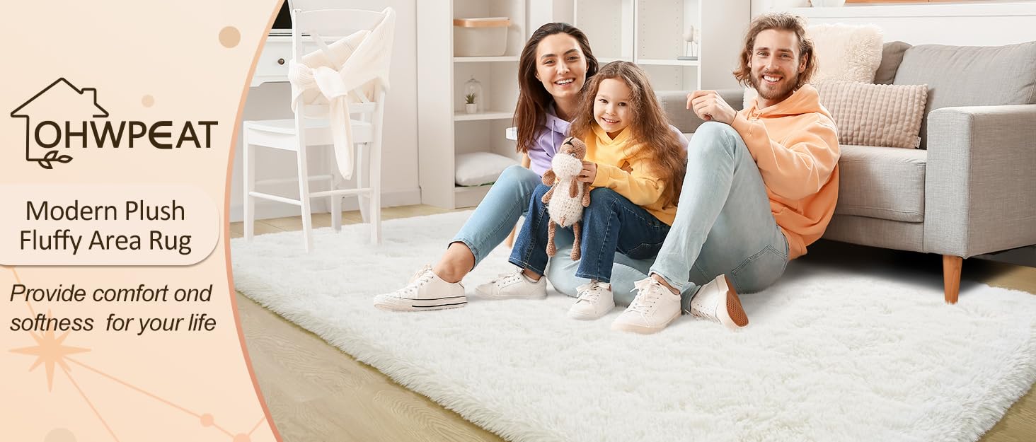 Soft Shag Area Rug for Living Room Bed Room Children Kids Nursery Bedside Play Room Decor