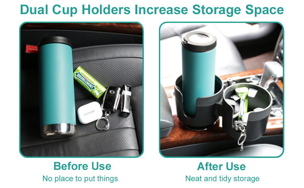 Car Cup Holder Expander Dual Adapter, Maximum Diameter is 4