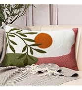Adabana Boho Lumbar Throw Pillow Cover 12x20 Inch Tufted Bohemian Decorative Pillows for Bed Couc...
