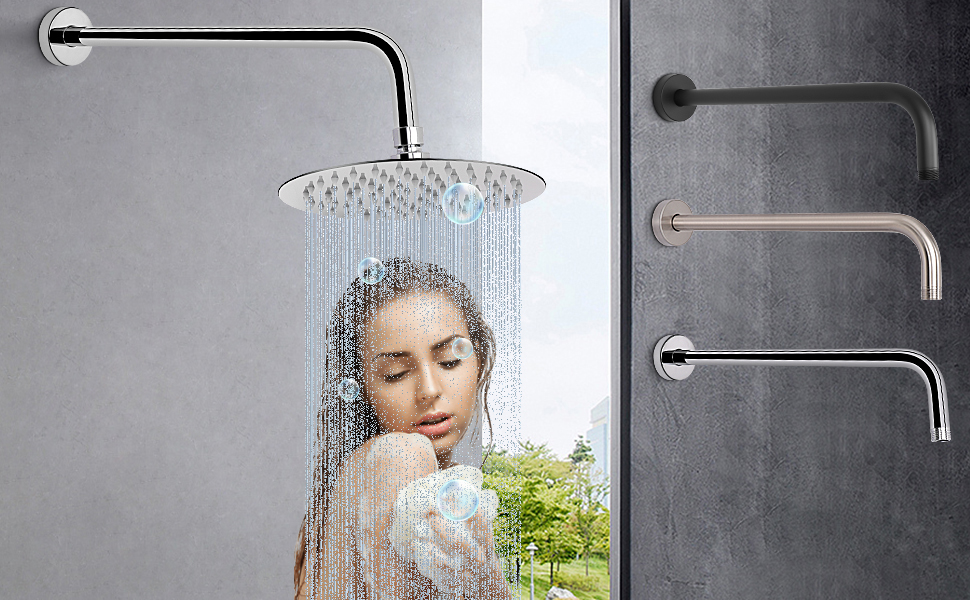 HarJue Shower Arm with Flange and Teflon Tape, Wall Mounted Shower Pipe