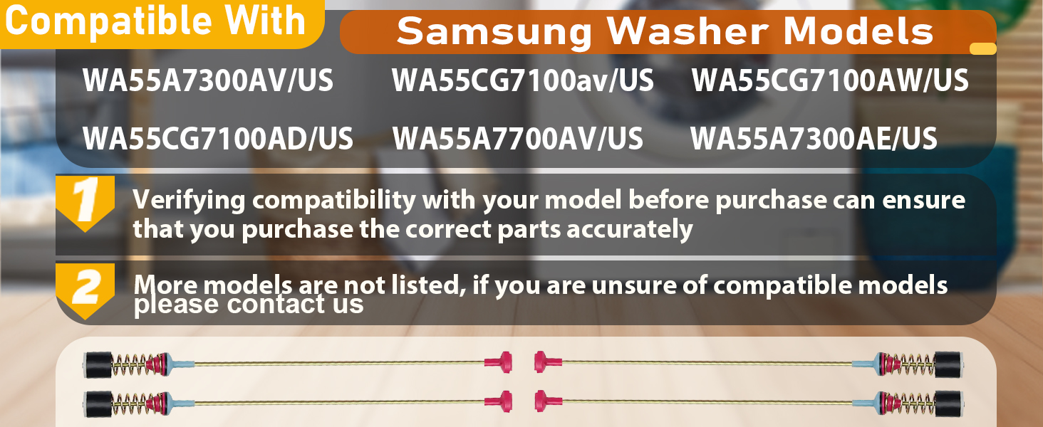 DC97-16350Q WA55A7700AV washer suspension rods fo AP6806418 Samsung Models WA55CG7100AV, 