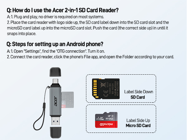 acer 2-in-1 SD Card Reader
