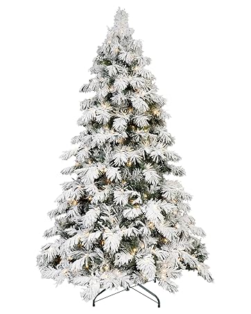 flocked christmas tree pre lit