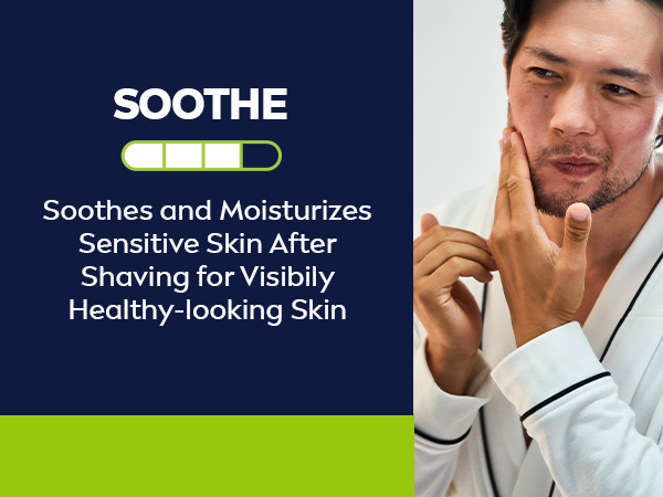 Soothes and moisturizes sensitive skin after shaving for visibly healthy-looking skin