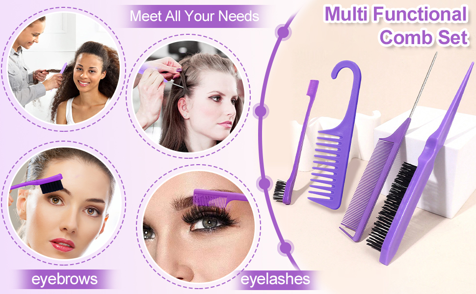 17 Pcs Hair Brush and Comb Set for Women, Hair Styling Set for Detangling Wet Dry Curly Hair, 