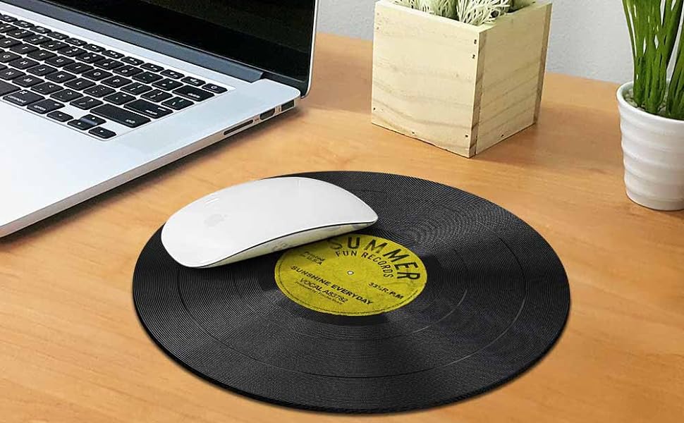 Amazon.com: WIRESTER Non-Slip Round Mousepad, Vintage Vinyl