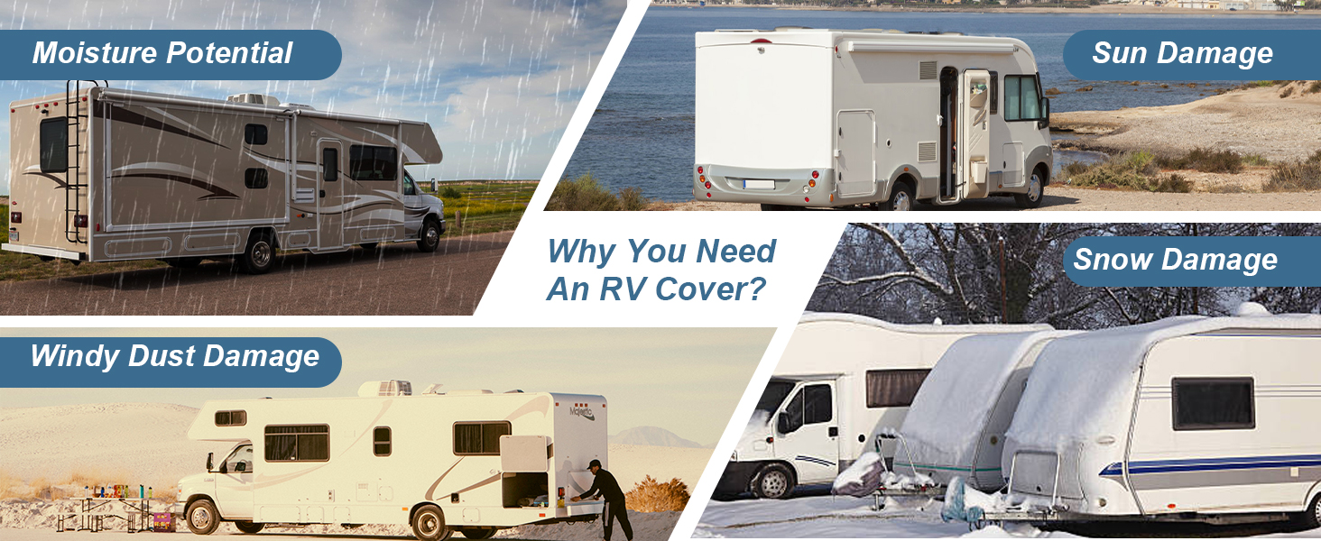 Class C RV Cover Upgraded 7 Layer AntiTear RV Cover for 32