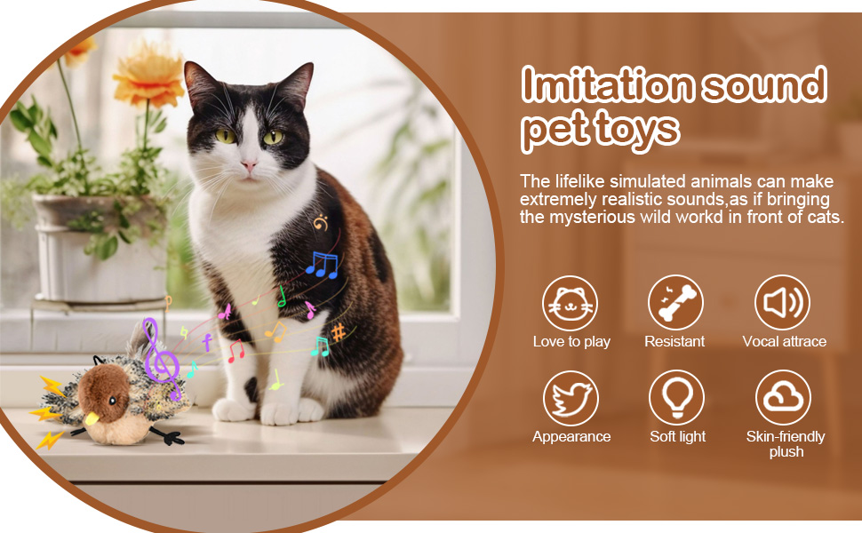 Cat Toys Flapping Bird Fluffy Plush Dog Toys Interactive Catnip Toys for Cats Realistic Plush 