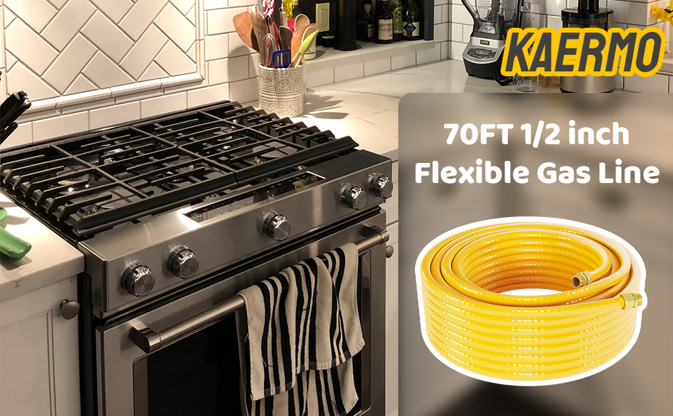 KAERMO 70FT 1/2in CSST Gas Line Flexible Gas Line 1/2inch