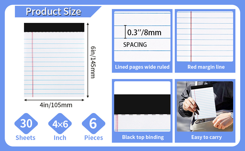WINKIO 6 Pack Legal Pads Refills Note Pads, Writing Pads 4