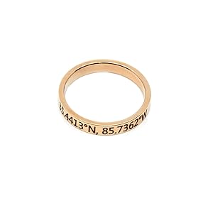 engraved coordinates ring gold