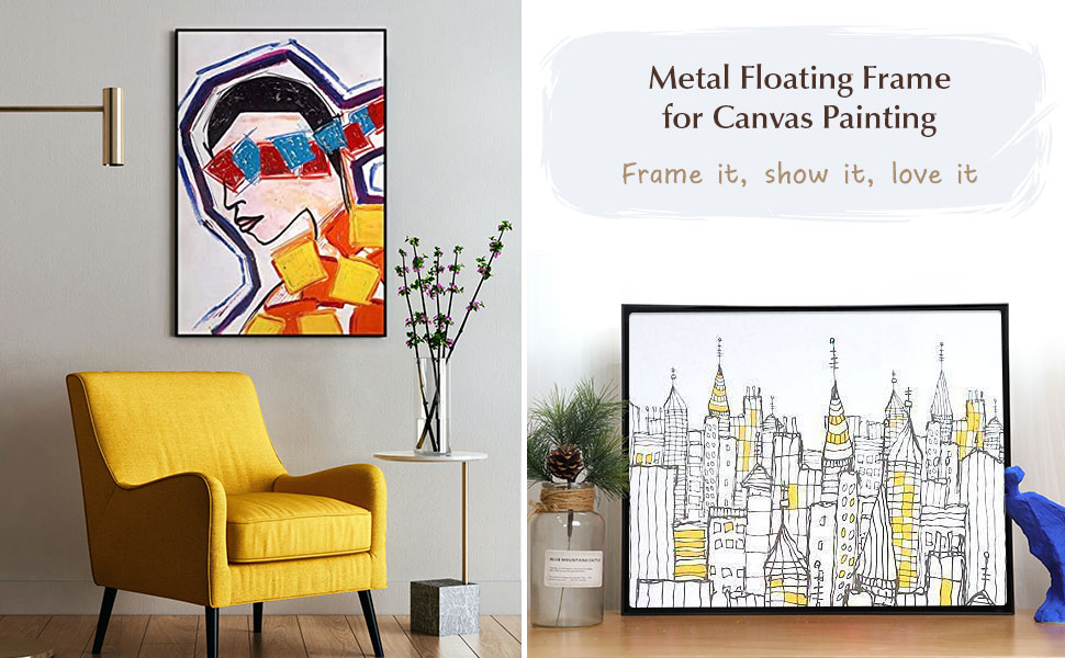 FOLKOR Floating Frame for 24x48 Canvas Paintings, DIY Metal Canvas Frame with 1.5