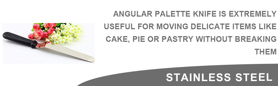 Pellet Knife Curve Shape 2 SPN-JGS KetZeal Stainless Steel Angular Knife Icing Spatula Cakes Decorating Bakeware Tools (8 inch)