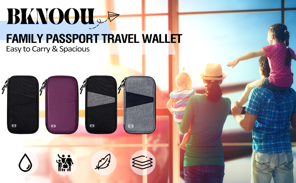 BKNOOU Passport Holder Family Rfid Blocking Travel