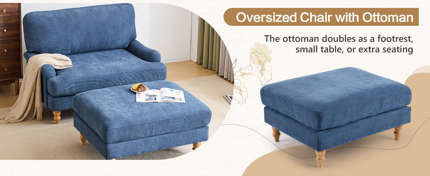 Oversized Chair Indoor with Ottoman