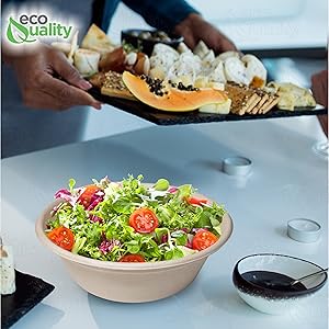 disposable fiber sugarcane paper bowls salad soup acai tree free compost safe degradable