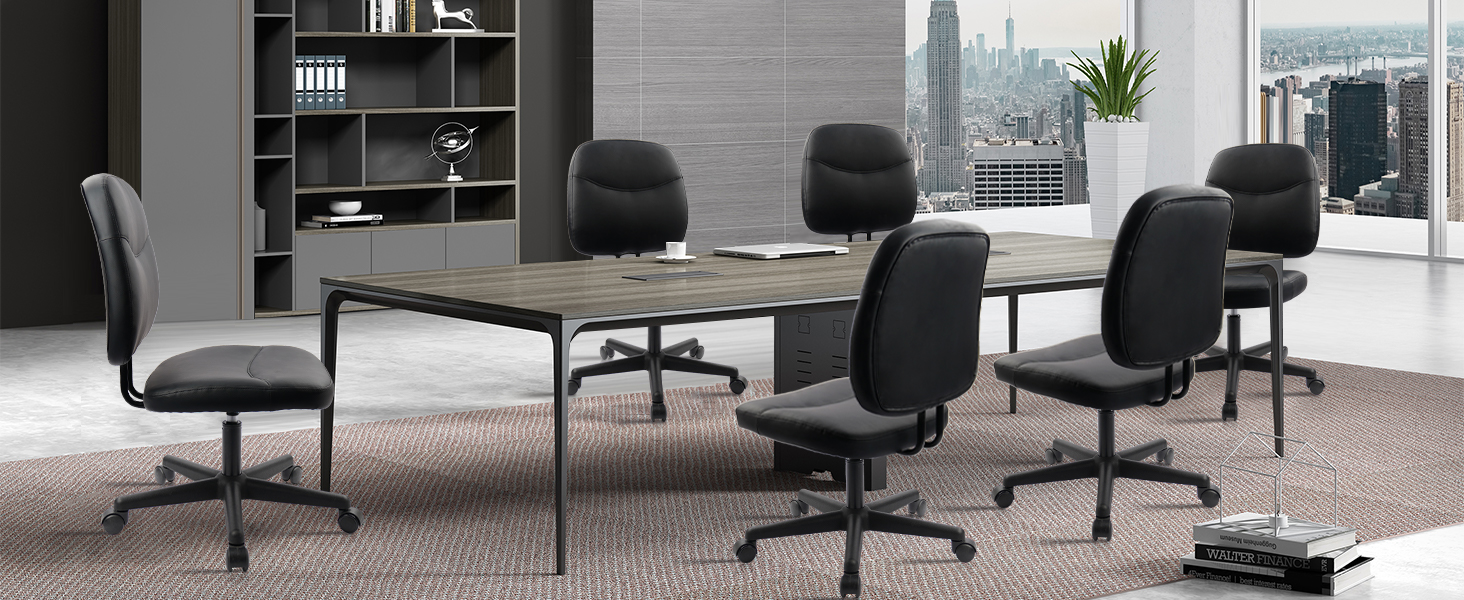 black small conference reception room chair with wheels