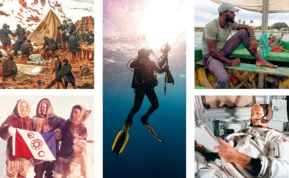 The Explorers Club members diving in the ocean, in a spaceship, and summitting mountains