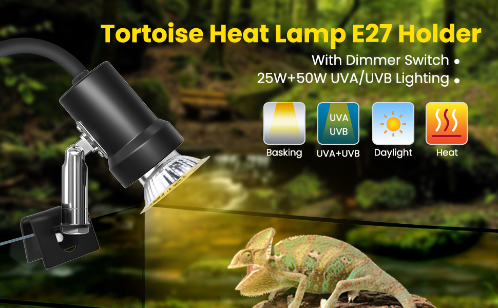 DoRight E27 Tortoise Heating Bulb with Dimmer Switch UVA/UVB 25W 50W Reptiles Sun Sunbathe Lamp