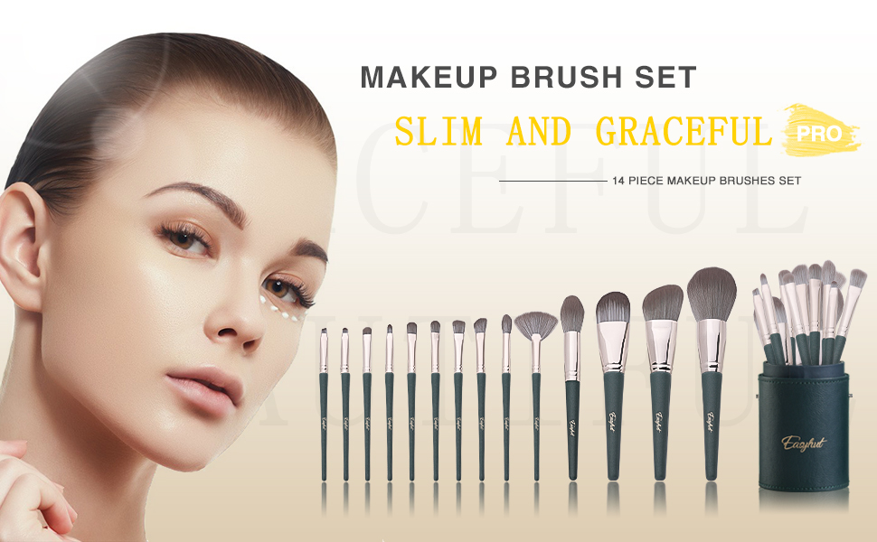 Makeup Brush Set 16 Pcs Premium Synthetic Kabuki Foundation