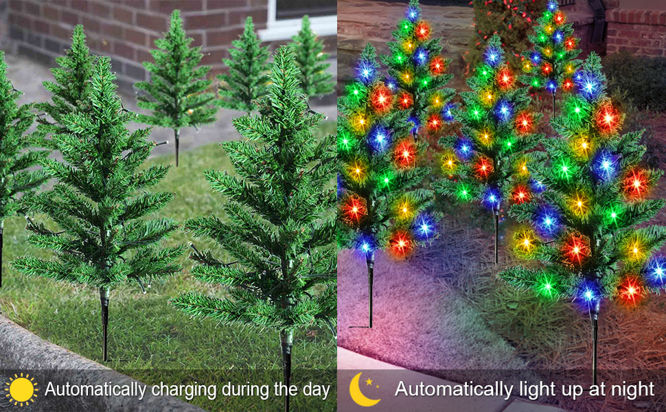 Homeleo 6Pack Solar Small Christmas Trees for Outdoor Small Christmas Tree With Solar Lights