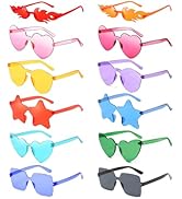 Pibupibu 12/24 Pack Fun Mixed Rimless Party Glasses Bulk, Colorful Funny Sunglasses Set for Bache...