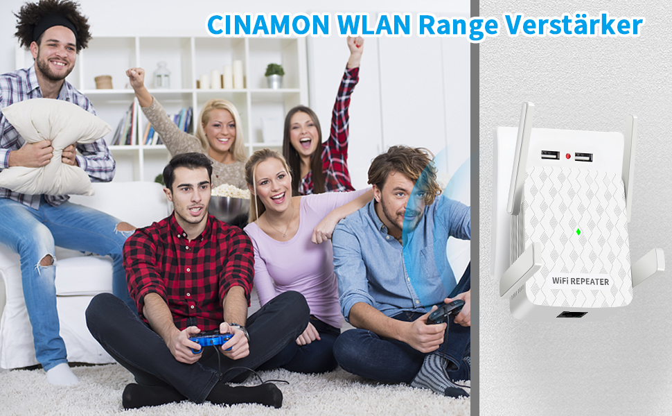 WLAN Verstärker, WLAN Repeater 1200Mbit/s Dual Band 5GHz + 2.4GHz,WLAN