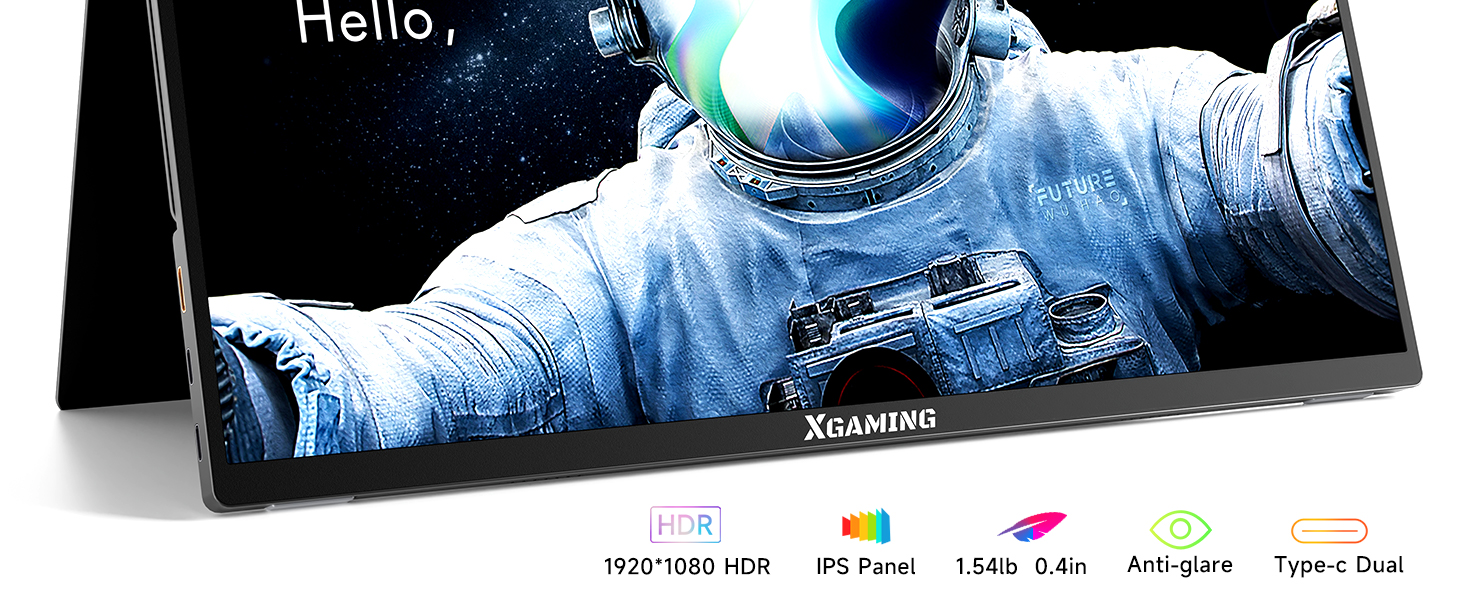 XGaming Portable Monitor, 15.6inch Ultra Slim 1080P FHD