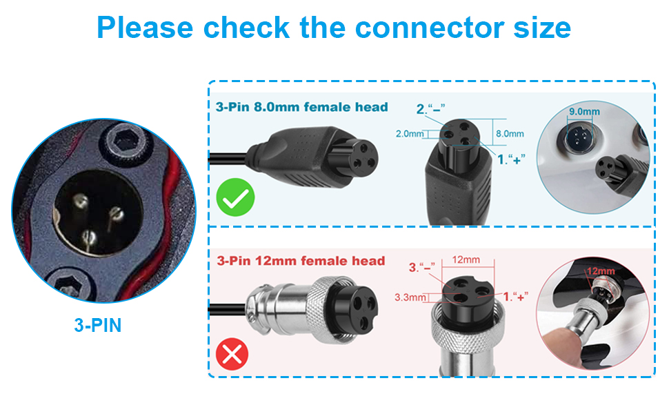 Replacement of the charger 42v 2a 3 Prong CONNECTOR IN LINE Fast charger for electric scooter 36 V jetson swagron onewheel pint 10s lithium battery 12 2272852