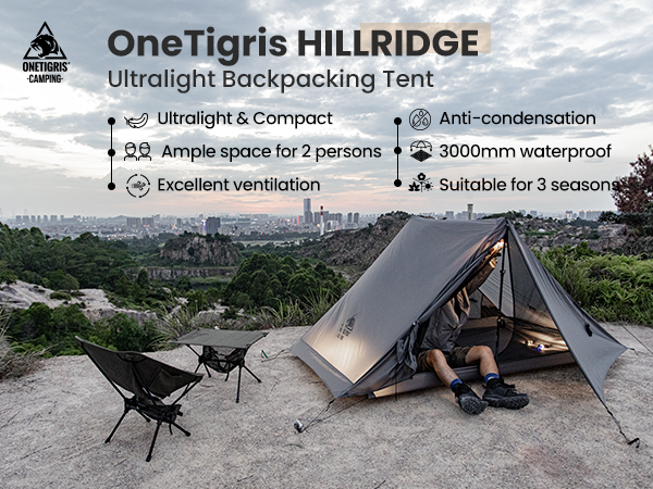 OneTigris HILLRIDGE Backpacking Tent, Waterproof Windproof 2