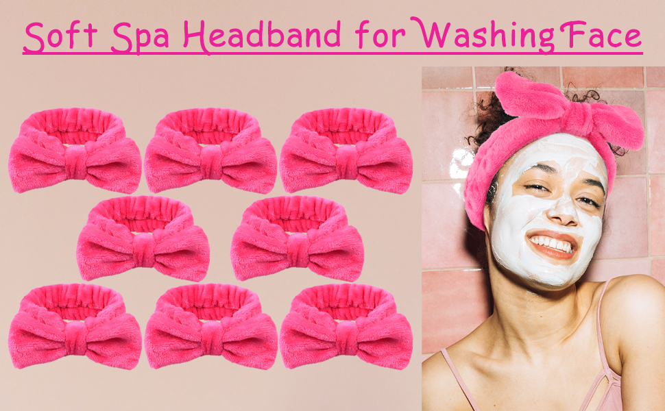 Ondder Spa Headband for Washing Face 8 Pack Rose Red