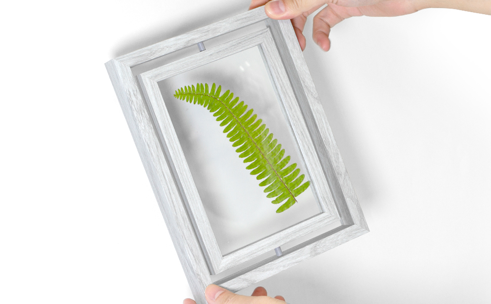 SUMGAR Picture Frames 5x7 Double Sided Picture Frame Rustic Farmhouse Gray Floating Frames