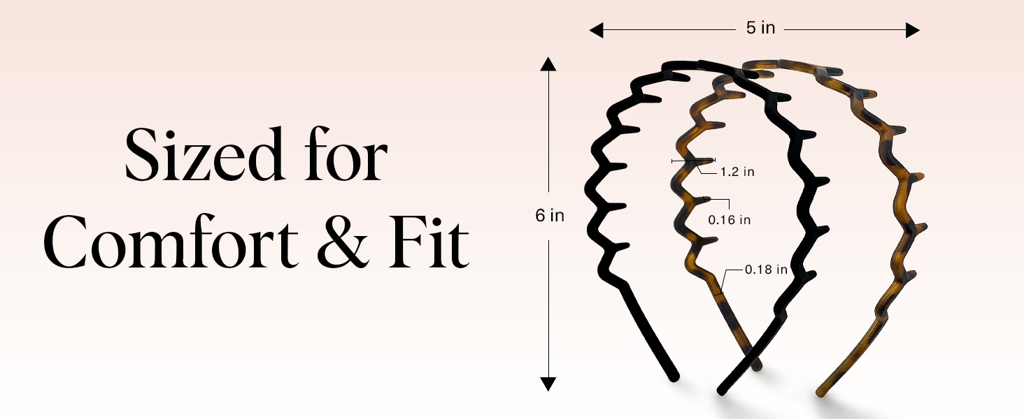 Zig Zag Headbands, Recycled Plastic Wavy Hair Band with Teeth, Headbands for Women and Men
