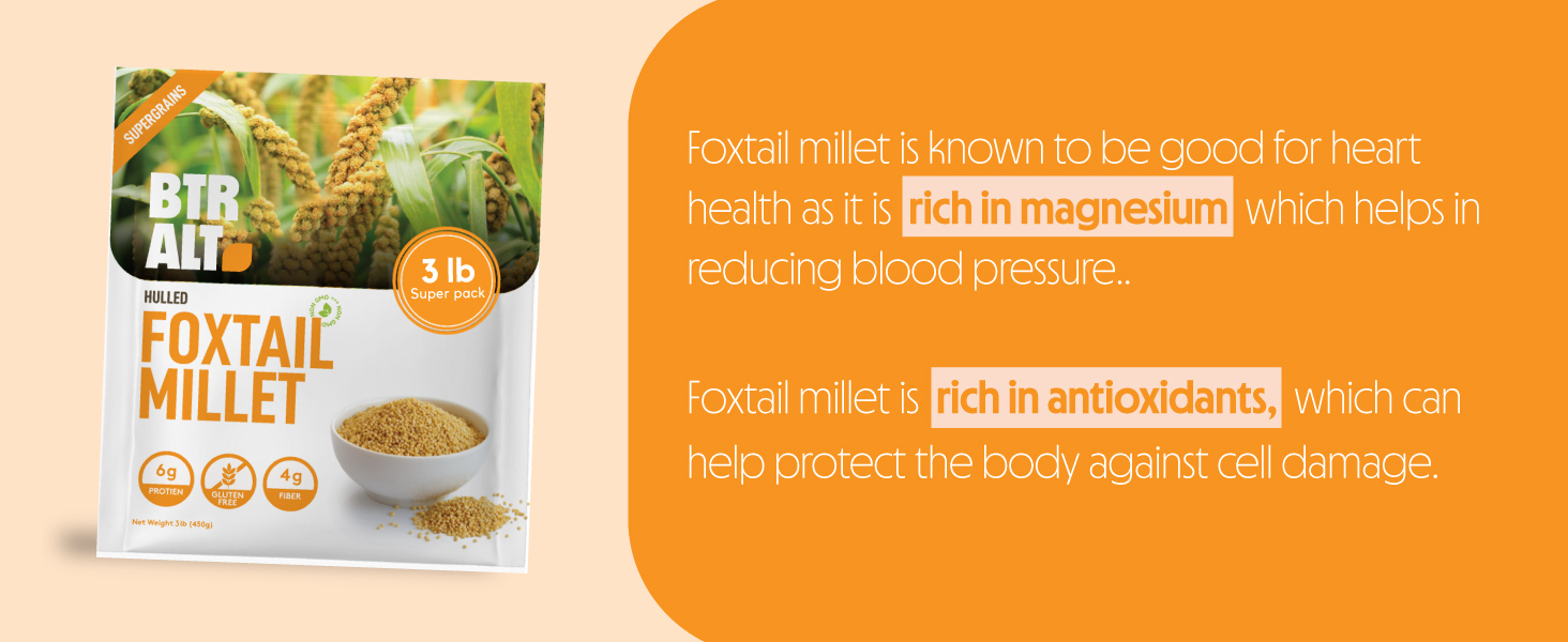 better alt foxtail millet grain seed fox tail jowar bajra india  btr alt incept superfood
