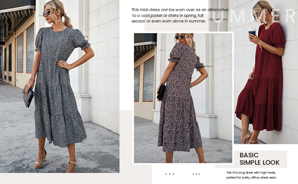 Women Summer Casual Midi Dress