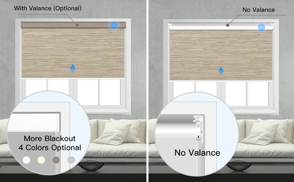 Tokblind Motorized Roller Shades with Remote Control, Blackout Smart Blinds for Windows Work