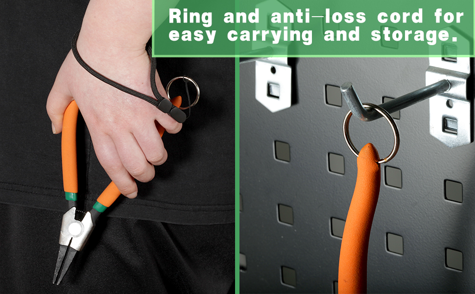 LEONTOOL 2 PCS Heavy Duty Lock Ring Pliers Set Flat Snap Ring Pliers 8" & 11" Special Circlip