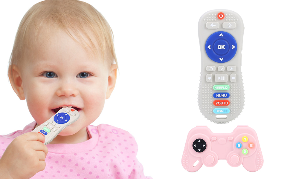 PlamPlam 2Pack Baby Teether Toys Silicone Toddler Sensory