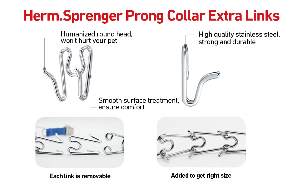 6 Pack Extra Links Prong Collar for Dog Replacement 2.5mm