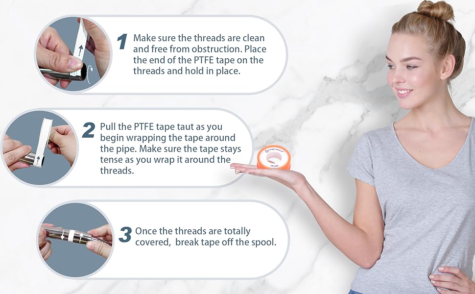 BRIGHT SHOWERS Teflon Tape Plumbers Tape PTFE Water Sealant Thread Tape