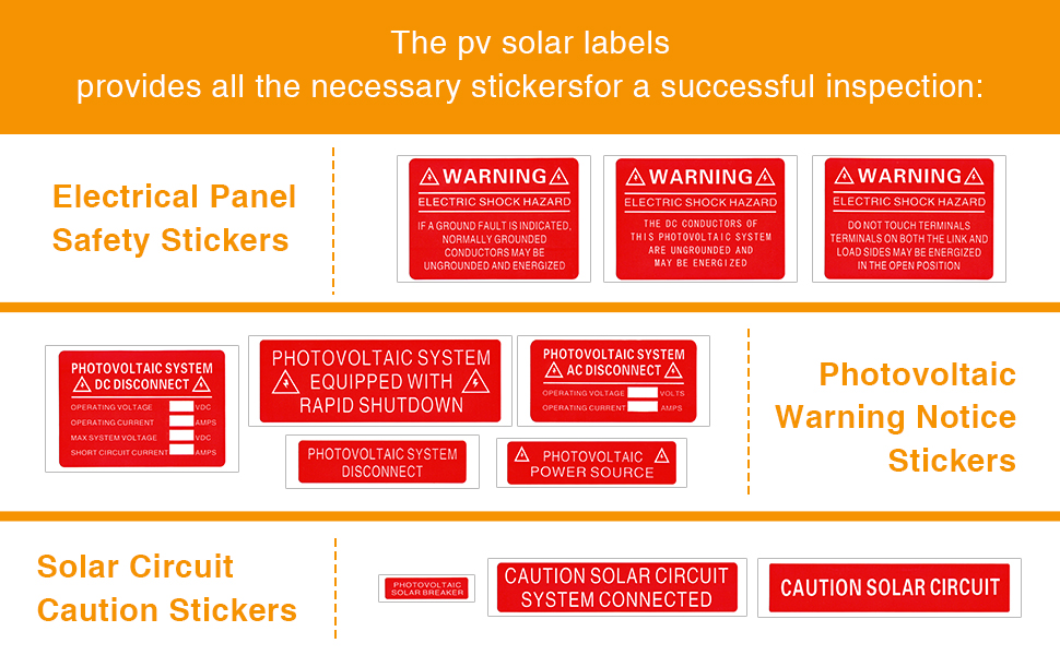 Shuisen PV Solar System Safety Warning Labels Electrical