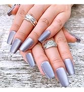 Short Square Press on Nails Purple Full Cover Fake Nails Glossy Pure Colour Acrylic Nails Glue on...